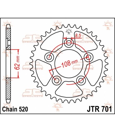 SPROCKET REAR 39T 520
