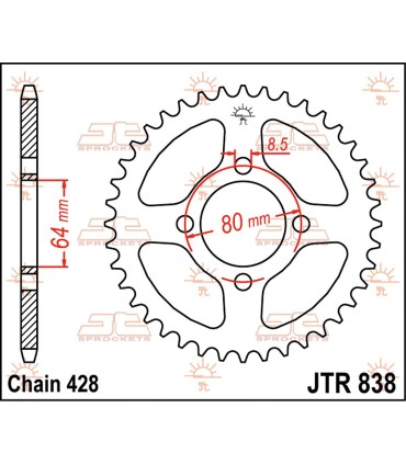 SPROCKET REAR 38T 428