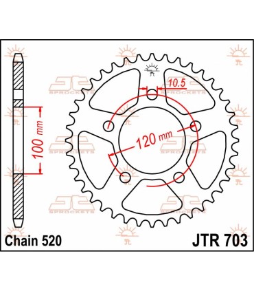 SPROCKET REAR 44T 520