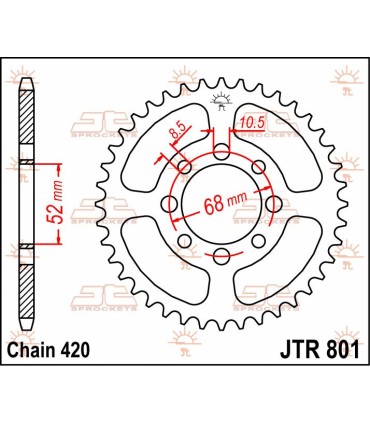 SPROCKET REAR 51T 420
