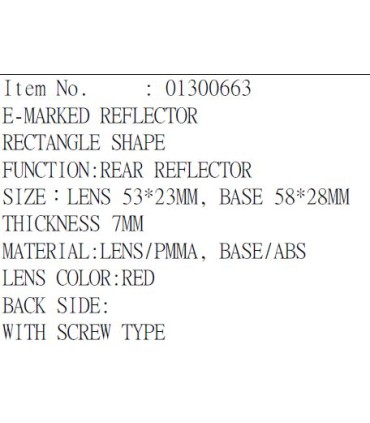 REFLECTOR W/SCREW E-MARKED RD