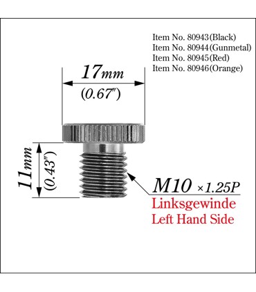 MIRROR PLUG BOLT RED LEFT