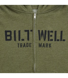 HOODIE STENCIL ZIP OLIVE LG