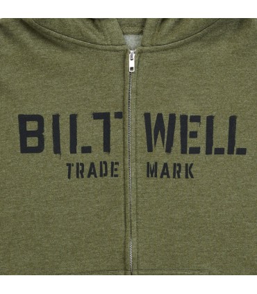 HOODIE STENCIL ZIP OLIVE LG