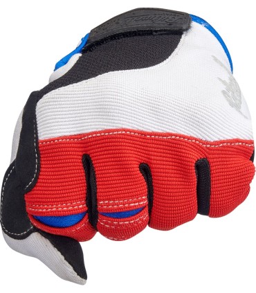 GLOVES MOTO RD/WH/BL SM