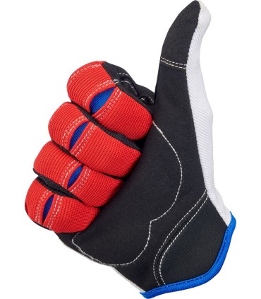 GLOVES MOTO RD/WH/BL SM