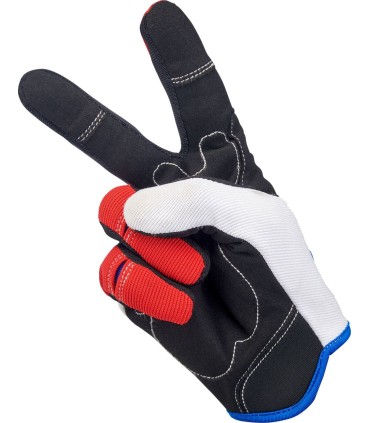 GLOVES MOTO RD/WH/BL SM