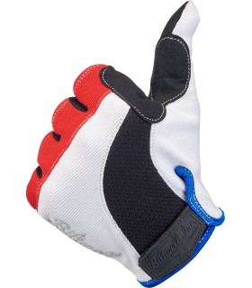 GLOVES MOTO RD/WH/BL LG