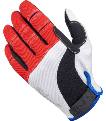 GLOVES MOTO RD/WH/BL LG